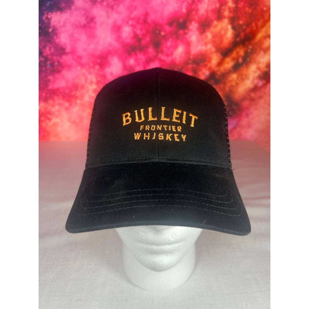 Bulleit Frontier Whiskey Trucker Hat Black Orange Embroidered Econscious Cap